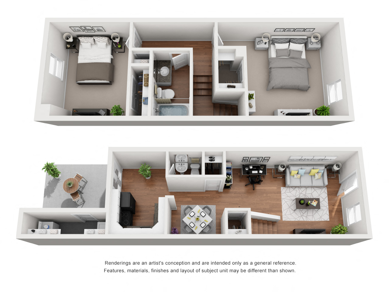 Floor plan for 2 beds, 1.5 baths, 1220 sqft
